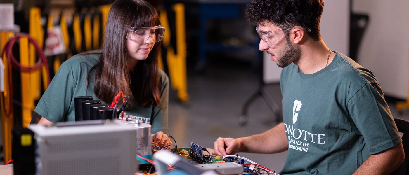 Two students working on project